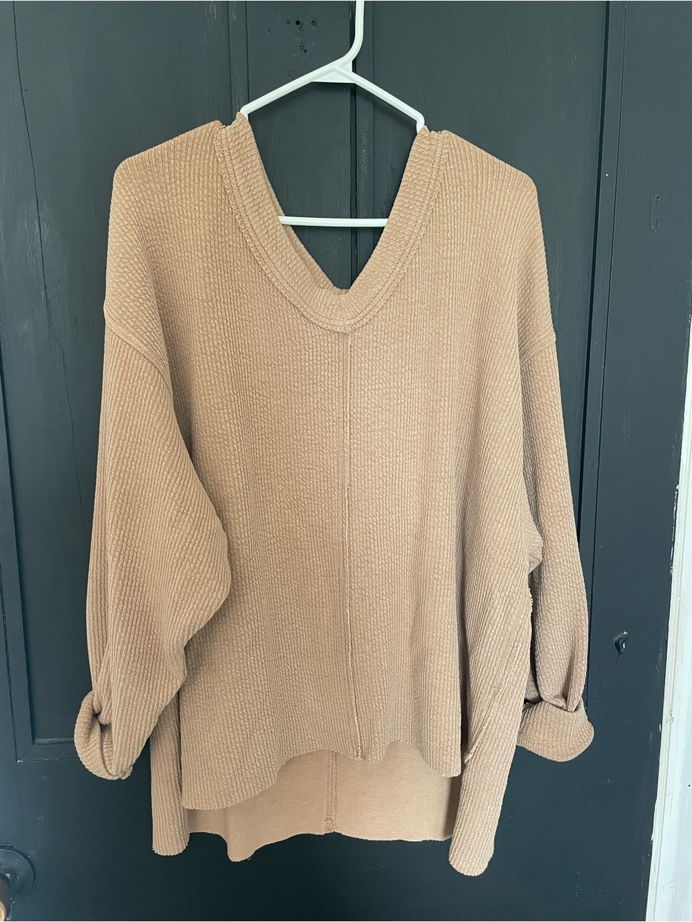 aerie Oversized V-Neck Knit Sweater - Camel